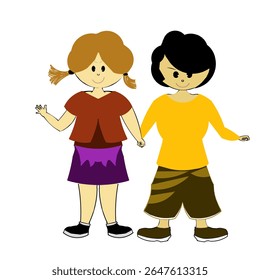 Ilustração de melhor amizade para sempre com estilo de roupas legais e esportivas