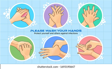 Illustration Of Best Practices Of Washing Hands And Taking Care Of Personal Hygiene 