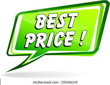 illustration of best price words in green speech