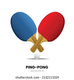 Illustration of Bet Ping Pong for Table Tennis Game in Blue and Red Color.