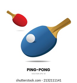 Illustration of Bet Ping Pong for Table Tennis Game in Blue and Red Color.