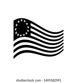 Illustration Of Betsy Ross Flag On Black And White Style. Vector Eps 10