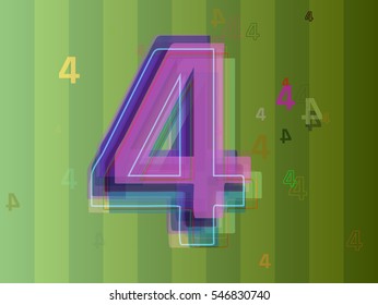 illustration between intelligent 4 Number, talented graph in appearance