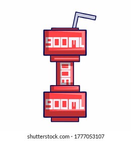 illustration of beverage that is shapped like a heavy barbell artwork