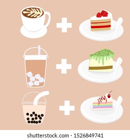 Illustration of beverages and desserts to decorate your work.