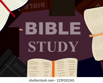 Illustration of Bible Books with Bible Study Lettering