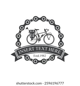 illustration of bicycle chain and touring bike.