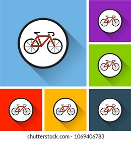 Illustration of bicycle icons with long shadow