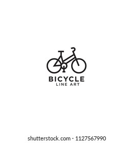 Illustration of bicycle line art logo design template