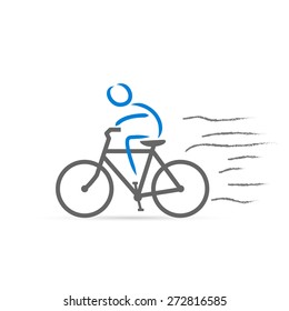 Illustration of a bicycle and rider design isolated on a white background.