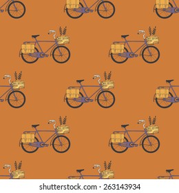 Illustration of Bicycle, Riding on the bicycle, vector illustration. Pattern seamless.