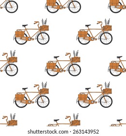 Illustration of Bicycle, Riding on the bicycle, vector illustration. Pattern seamless.