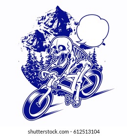 Illustration Bicycle With Skeleton Skull