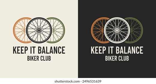 Illustration of bicycle wheels for bicycle club design is for printable products.