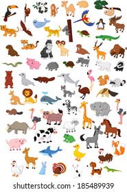 Illustration of big animal cartoon set