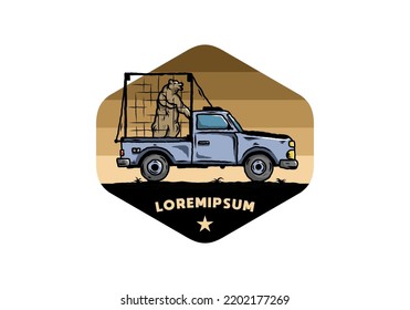 Illustration eines großen Bären im Käfig auf dem Auto