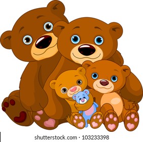 Illustration of big bear family