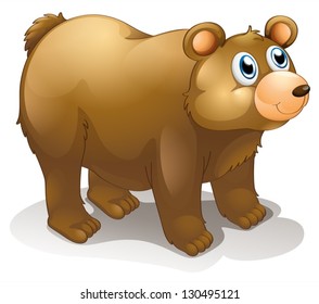 Illustration of a big brown bear on a white background