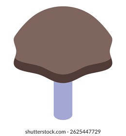 Illustration of a big brown mushroom growing on a thin stem, with a minimalist style