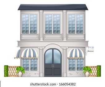 Illustration of a big building on a white background