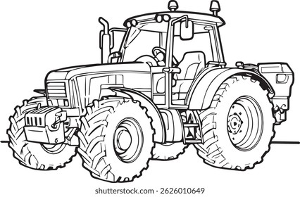 illustration of a big car tractor isolated on white background