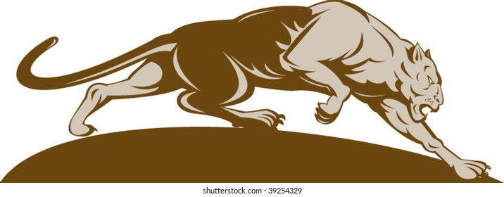 illustration of a big cat stalking