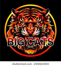 illustration of a big cat or tiger logo symbol