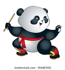 Illustration of big and cute martial art panda