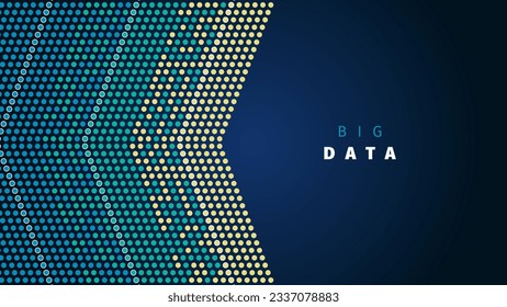 Illustration of big data. Colored dots on dark blue background