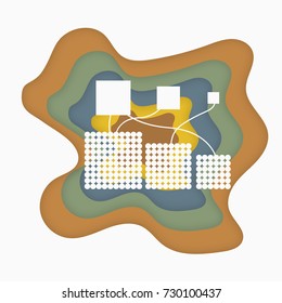 Illustration of big databases icon Paper folding art origami style Vector