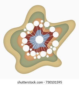 Illustration of big databases icon Paper folding art origami style Vector