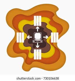 Illustration of big databases icon Paper folding art origami style Vector