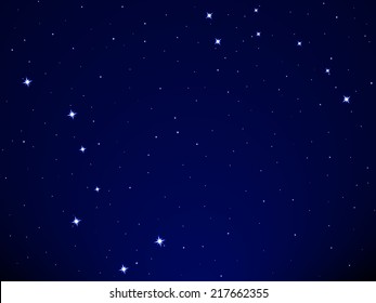 Illustration Of The Big Dipper And Little Dipper Constellation On Starry Sky Background