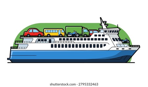 Illustration of a big ferry ship