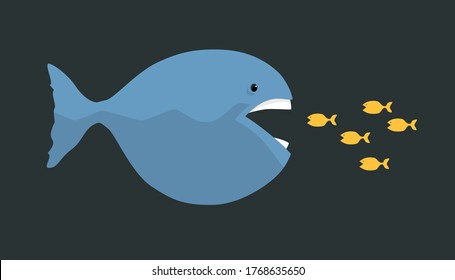 An illustration of big fish eats small fishes