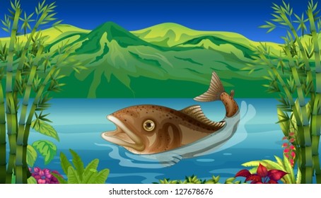 Illustration of a big fish in the sea