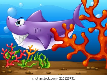 Illustration of a big fish under the sea