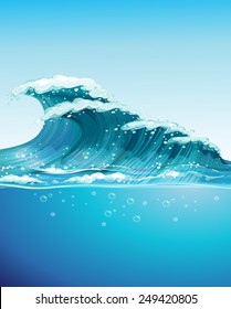 Illustration of a big giant wave