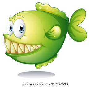 Illustration of a big green fish on a white background