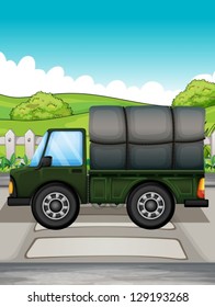 Illustration of a big green truck