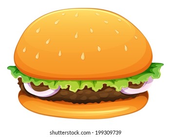Illustration of a big hamburger on a white background