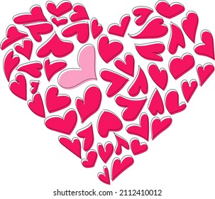 Illustration of a big heart filled with many hearts