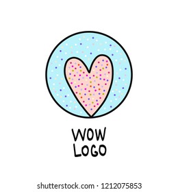 Illustration of big heart shape filled with colorful small hand drawn dots. Concept of love, care, union, charity, donation, global community, help.Valentines Day.
