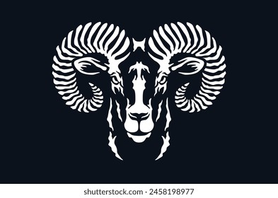 Illustration of Big Horn Sheep (Ram) Head