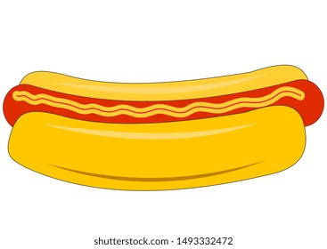 Illustration of a big hot dog on a white background
