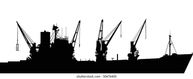 illustration with big industrial ship