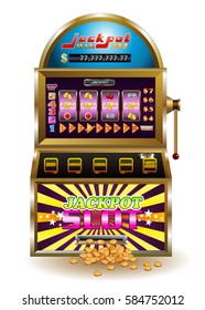 illustration of a big jackpot slot  machine on isolated white background