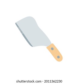 Illustration of a big knife in pastel colors for cheese or meat. Flat organic drawing isolated on white background.