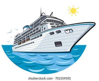 illustration of big ocean liner in sea cruise