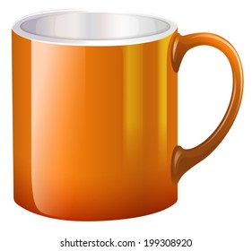 Illustration of a big orange mug on a white background